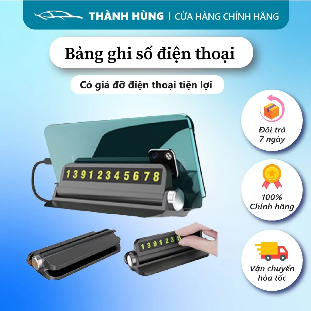 Bảng ghi số điện thoại⚡️Freeship 50k - Toàn Quốc⚡️cho xe ô tô khi dừng đỗ - Có giá đỡ điện thoại tiện lợi ,