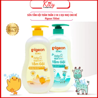 Sữa tắm gội dịu nhẹ Pigeon 2 in 1 cho bé 200ml-700ml Hoa hướng dương/Jojoba