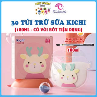 Hộp 30 Túi trữ sữa CẢM BIẾN NHIỆT Kichilachi 180ml có vòi rót tiện lợi