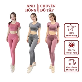 Đồ tập gym nữ bộ tập gym yoga erobic nữ áo cộc tay quần dài chất liệu co giãn 4 chiều thấm hút tốt( NT-01 )