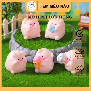 Mô hình lợn hồng dễ thương dùng trang trí, decor bàn làm việc, bàn học, xe hơi, tủ kính