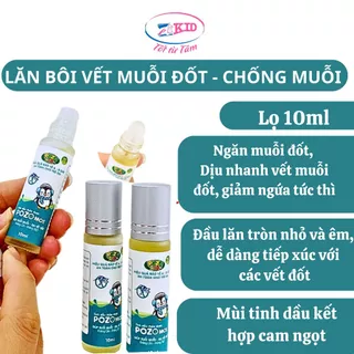 Lăn bôi vết muỗi đốt, làm dịu nhanh, giảm ngứa, côn trùng cắn cho trẻ, an toàn cho trẻ sơ sinh, mùi chanh sả-cam ngọt