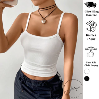 Áo Nữ Hai Dây Nhiễn, Dáng Dài - JUNE.SG Áo form dài basic Áo croptop form dài D067