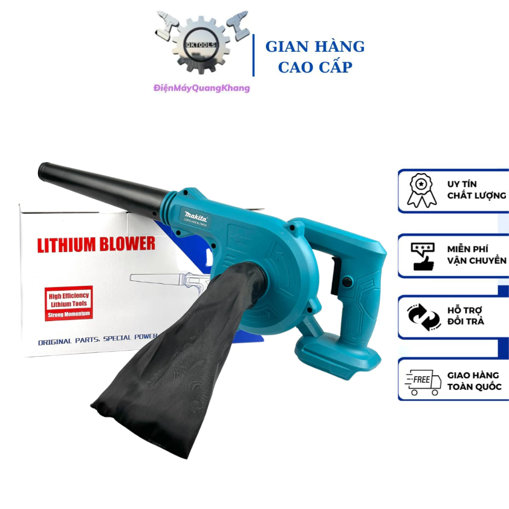 Máy thổi bụi cầm tay dùng pin Makita 199v, máy thổi hút bụi cầm tay công suất lớn 680W vệ sinh đa năng thổi khỏe sạch sẽ