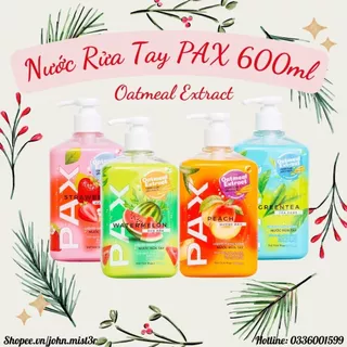 Nước Rửa Tay PAX 600ML Chiết Xuất Yến Mạch Chống Oxy Hóa Bảo Vệ Da Tay Kháng Khuẩn Hiệu Quả