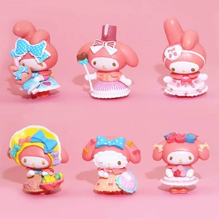 Set 6 mô hình thỏ Melody Sanrio, trang trí bàn học cute, trang trí xe hơi, set quà tặng cute