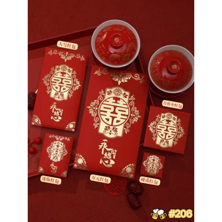 🧧Set 10 Bao Lì Xì Hỷ Đỏ Ép Kim