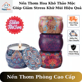 Nến thơm phòng hoa khô thảo mộc thiên nhiên, nến thơm mini toả hương giúp giảm stress khử mùi ẩm mốc hiệu quả