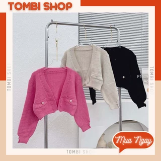 Áo khoác len cardigan dáng croptop tay dài hàng QC! (hàng sẵn) | TOMBI SHOP