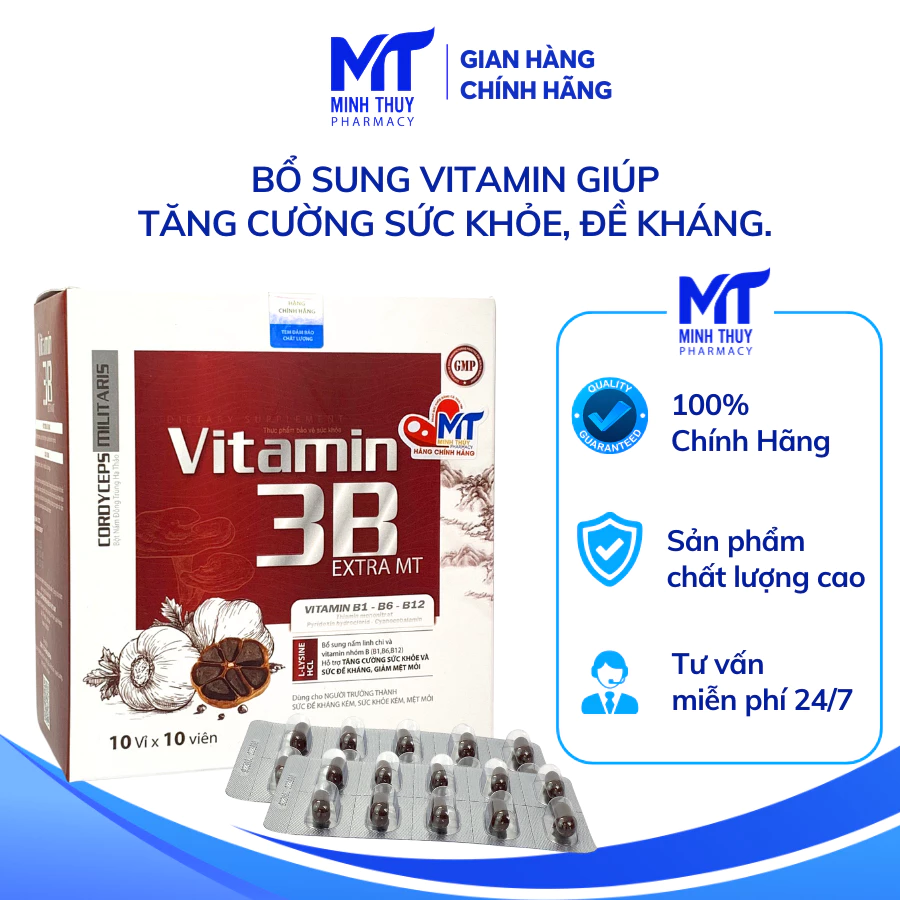 Viên Uống Vitamin 3B Extra MT - 100 Viên Hỗ Trợ Tăng Cường Sức Khỏe Và Sức Đề Kháng, Giảm Mệt Mỏi & Tê Bì Chân Tay.