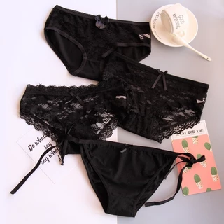 Hộp 4 quần lót nữ cotton sexy quyến rũ màu đen kháng khuẩn DOLLY SECRET