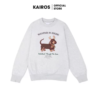 Áo sweater xám Kairos form rộng tay bồng chất nỉ lót bông mềm mại co dãn 2 chiều mẫu Winter Is Here