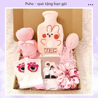 Set túi chườm bụng kinh PUHA 350ml tặng người yêu dịp giáng sinh, noel, valentime, 8/3 ý nghĩa- SN05