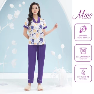 ( NEW ) Bộ Đồ Ngủ Nữ Pijama Quần dài tay ngắn Họa Tiết Đẹp Chất Lụa Cao Cấp Thoáng Mềm, Thấm Hút Co Giãn Nhẹ - MISS