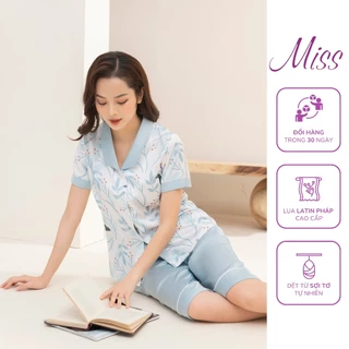 Đồ Ngủ Nữ Bộ Pijama Lửng Họa Tiết Đẹp Chất Lụa Cao Cấp Thoáng Mềm, Thấm Hút Co Giãn Nhẹ - MISS