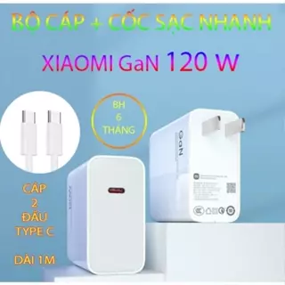 Sạc Xiaomi GaN 120w Type-C Fullbox Cao cấp gồm củ và cáp sạc 6A Bộ sạc nhanh