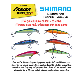 Mồi giả câu lure cá lóc cá chẽm Shimano Panzar Ex Minnow - Minnow size nhỏ cực nhạy cá