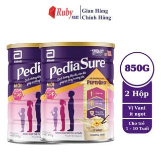 [Date T1/26] Combo 2 lon Sữa bột Pediasure 850g Ít ngọt  hương vani giúp bé tăng trưởng về chiều cao, cân nặng