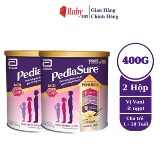 [Date T2/26] Combo 2 lon Sữa bột Pediasure 400g hương vani ít ngọt cho trẻ biếng ăn từ 1 đến 10 tuổi