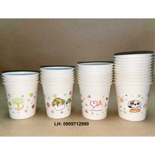 Set 50 ly giấy có in hoạ tiết 6oz (180ml)