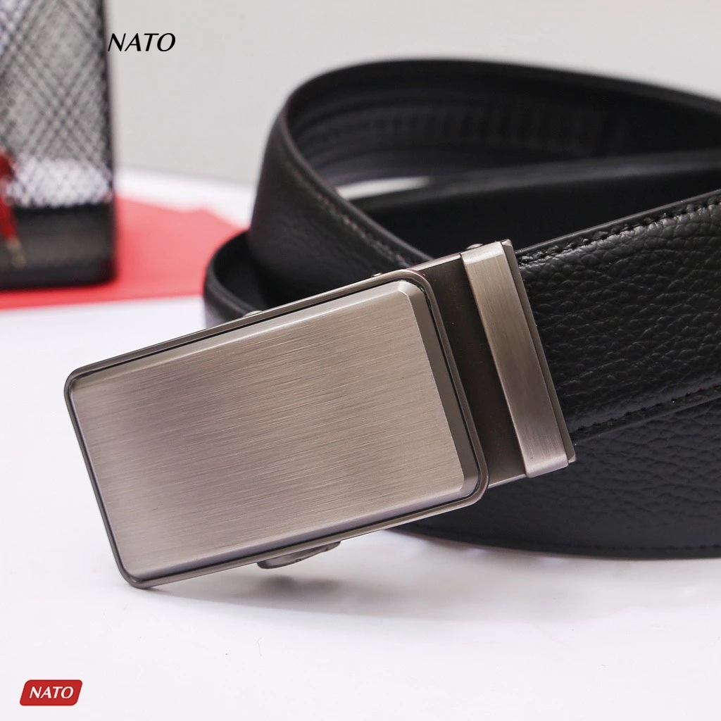 Thắt Lưng Nam Nato Tita Khóa Tự Động Da Bò Cao Cấp Bền Đẹp Công Sở Tối Giản Màu Đen Nâu Trơn