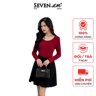 Áo thun dài tay cổ tròn basic thời trang nữ Seven.AM FD143025N