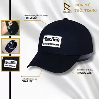 Nón kết mũ lưỡi trai Đen logo thêu Brixton dành cho mọi lứa tuổi Free size