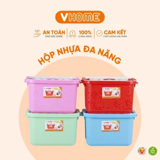 Thùng lưu trữ đa năng 12L, thùng nhựa đựng đồ, thùng đựng đồ có khóa cài then, chồng xếp dễ dàng Nhựa VĨ HƯNG - 5039