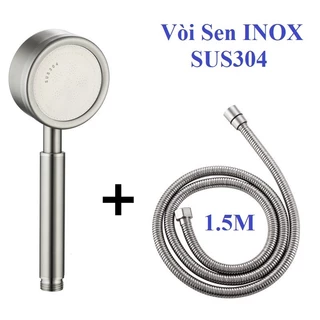 Vòi Hoa Sen Tăng Áp Nhà Tắm Chất Liệu Inox 304 Có Kèm Dây Cấp Nước 1,5m