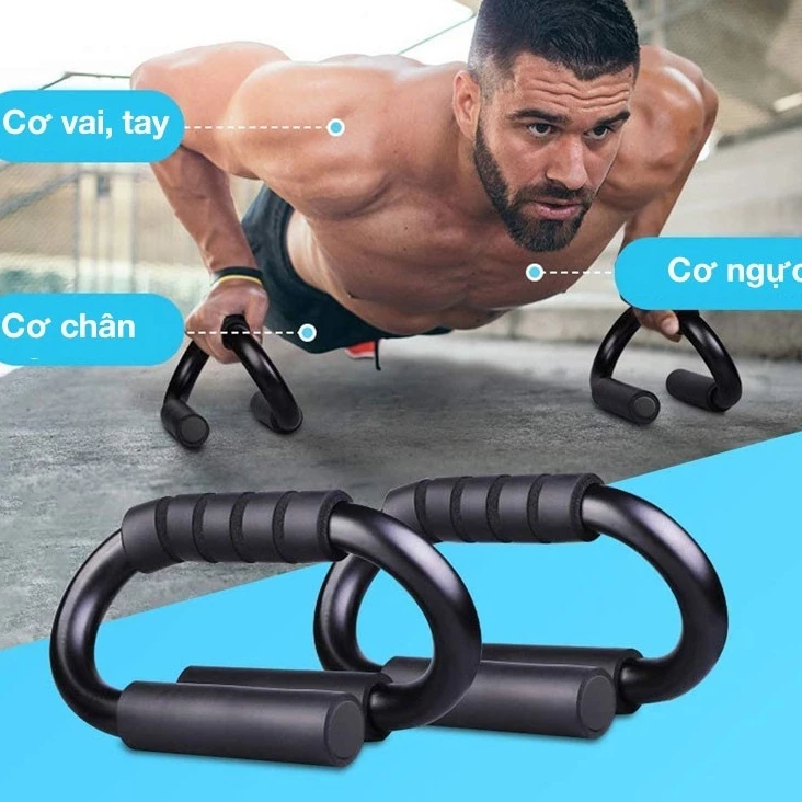 Dụng Cụ Tập Hít Đất Bằng Thép Cao Cấp Hình Chữ S Nhỏ Gọn, Dụng Cụ Tập Chống Đẩy Hiệu Qủa Chống Trượt