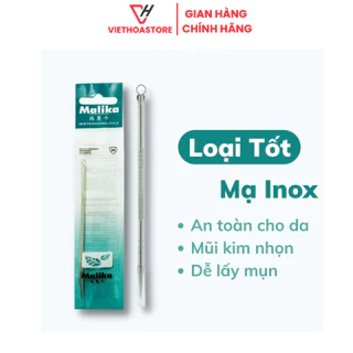 Que Nặn Mụn MaliKa 2 Đầu, Cây Nặn Mụn Cao Cấp Lấy Nhân Mụn Đầu Đen Trứng Cá Loại Bền Tốt