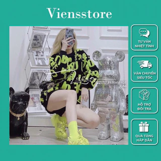 Áo sweater len unisex cổ tròn freesize tay dài phối chữ nổi cá tính - Vien's Store