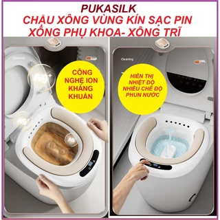 CHẬU XÔNG VÙNG KÍN SẠC PIN NHIỀU CHẾ ĐỘ PHUN NƯỚC PUKASILK,CHẬU XÔNG HẬU MÔN CHỮA TRĨ,CHẬU XÔNG THẢO DƯỢC