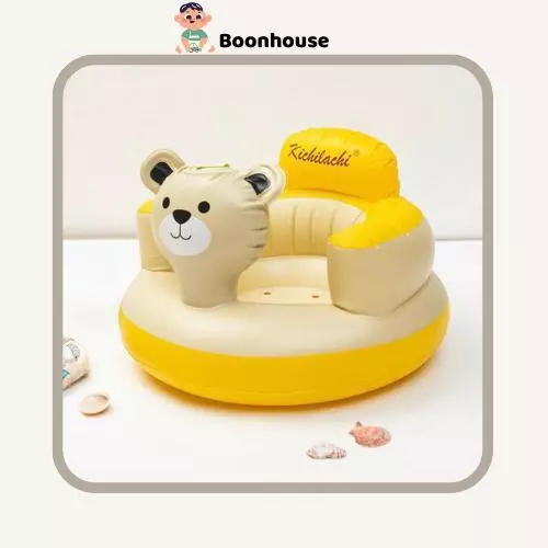 Ghế hơi gấu tập ngồi cho bé , ghế phao gấu
