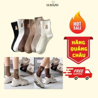 Tất cổ cao nhiều màu in hình gấu LUHAZO đáng yêu dẹp mắt kiểu Hàn Quốc nhiều màu sắc dễ phối đồ