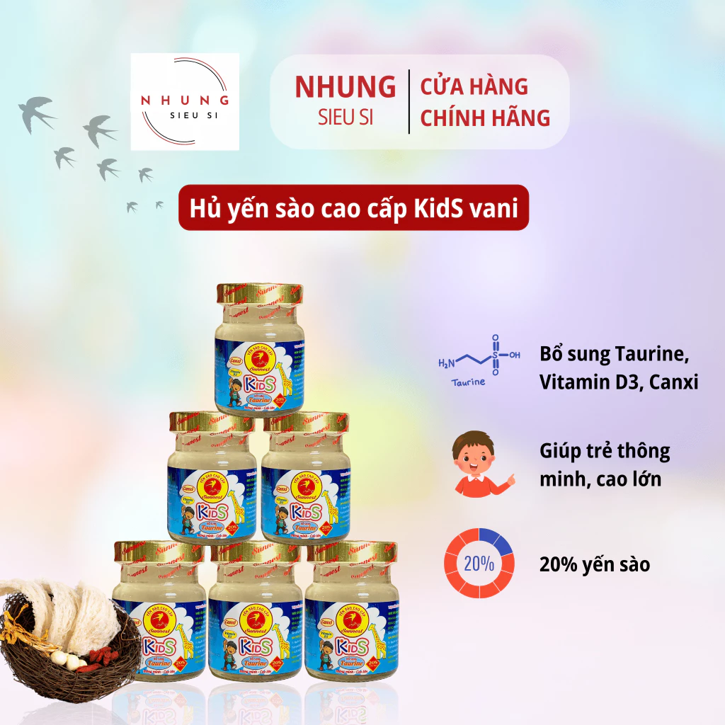 (Trợ ship) 1 hủ yến sào cao cấp cho bé Sunnest Kids hương vani