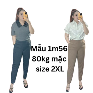 Quần  Baggy Nữ Cạp Cao Bigsize Cạp Chun Dáng Công Sở Chun Sau Chất Liệu Thun Cát Nhật Co Giãn Đủ Size  50-95kg