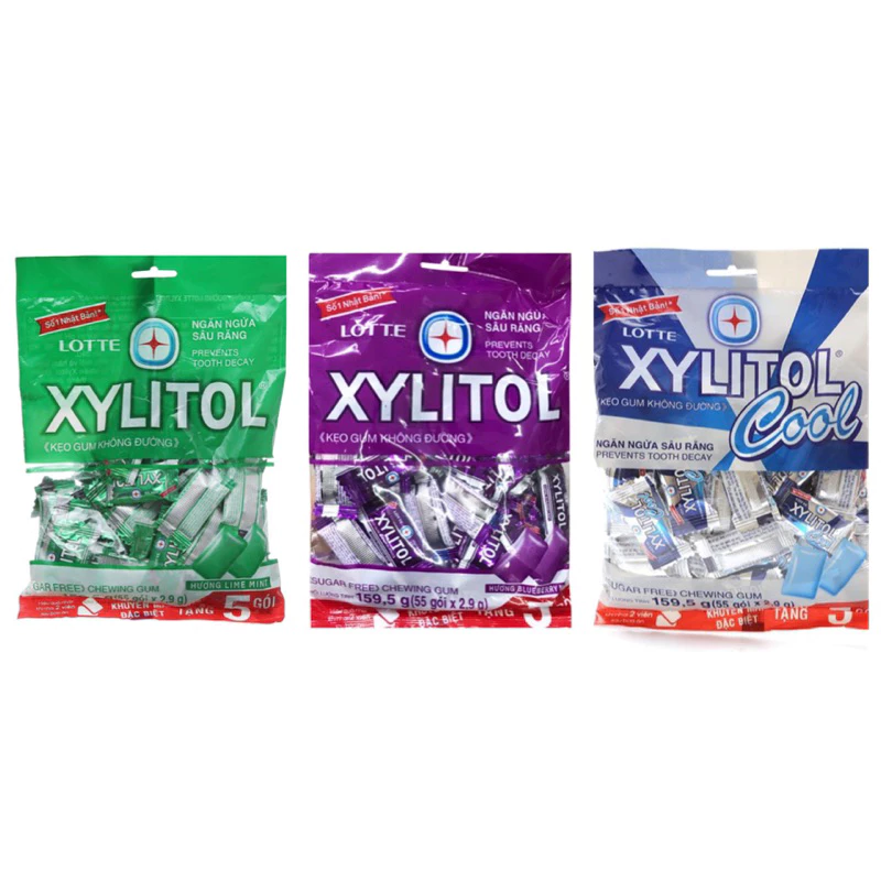 KẸO CAO SU LOTTE XYLITOL LIME MINT/ BLUEBERRY MINT 60 CHIẾC/ XYLITOL XANH/ XYLITOL TÍM