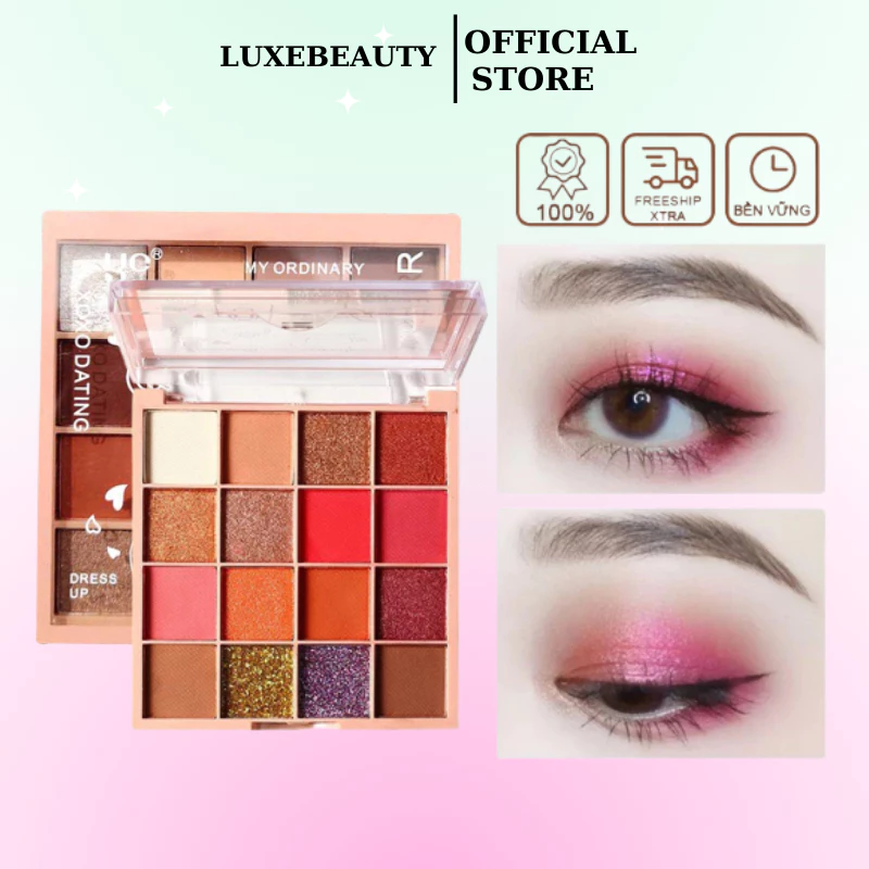 Bảng Phấn Mắt - 16 Màu lấp lánh lung linh chống hút nước - LuxeBeauty