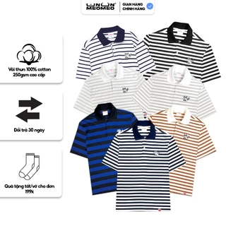 Áo polo nam kẻ sọc ngang BASIC cao cấp, form áo unisex thêu con cáo Fox - Striped Polo Shirt_U2M2