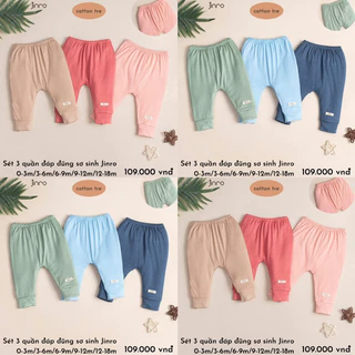 Set 3 quần đáp đũng ss bamboo cotton mềm mịn cho bé 0-18m hãng Jinro