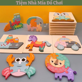 [Xả Rẻ] Tranh Ghép Hình 3D, Bảng Ghép Hình Bằng Gỗ Nổi Có In Nhiều Mẫu Ngộ Nghĩnh Cho Trẻ Phát Triển Tư Duy