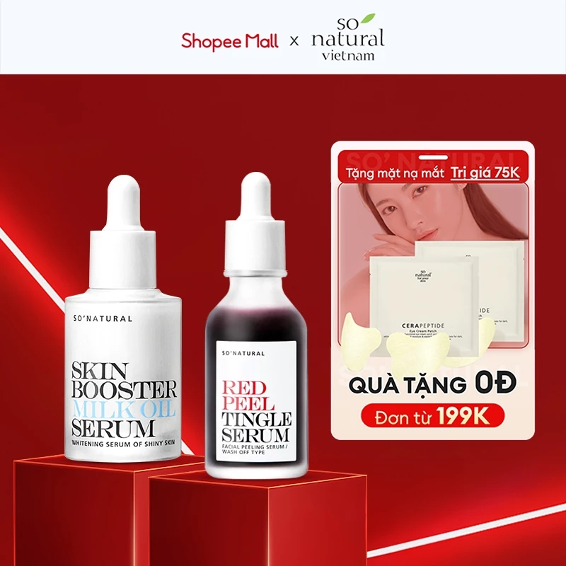 Combo Giảm Mụn Và Dưỡng Da Red Peel và Serum So Natural