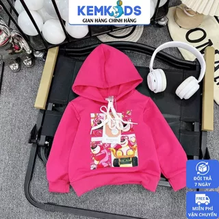 Áo Nỉ KEMKIDS Có Mũ,Áo Hoodie In Gấu Dâu LOTSO Dễ Thương Cho Bé Gái Size 10-30kg