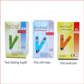 Hộp Que thử Axit Uric/ Cholesterol mỡ máu/ đường huyết của máy Easy Touch 3 Trong 1