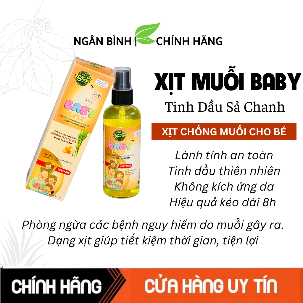 Xịt muỗi an toàn cho bé chiết xuất từ tinh dầu sả chanh chai 100ml dạng xịt