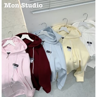 Mon Studio - Áo Khoác Hoodie Zip Chống Nắng Mùa Hè - Vải Nỉ Xốp Trơn Dành Riêng Cho Hè Nắng Nóng S039