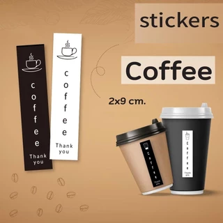 H316_COFFEE STICKER_Tem dán chữ " Thanh You" ly cà phê , 100 tem/ xấp, size 2*9cm