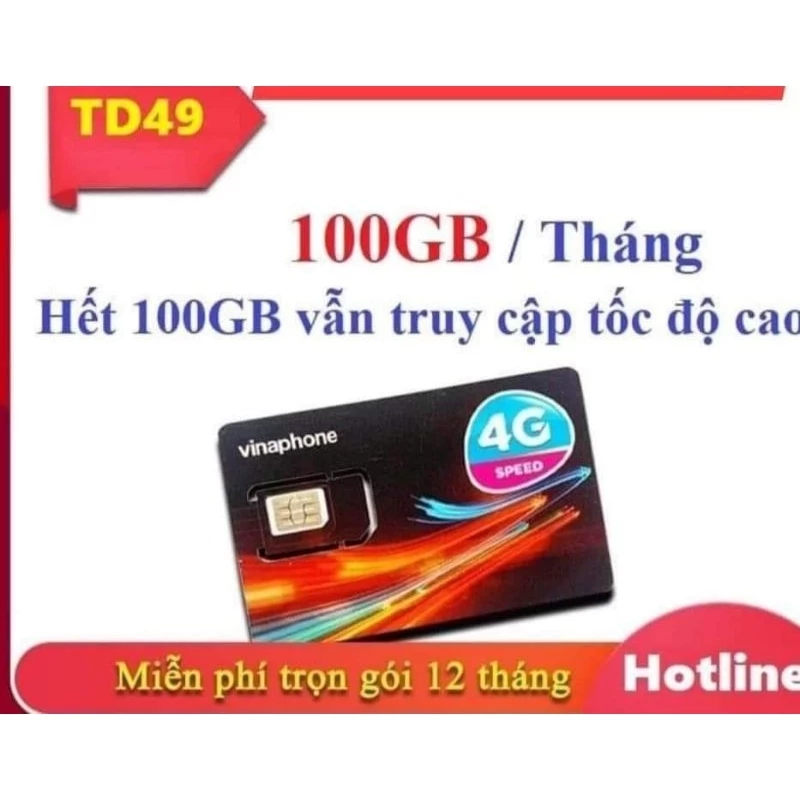 SIM VINAPHONE TD49 100GB/THÁNG [CÓ ESIM]