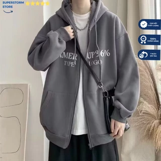 Áo Khoác Hoodie Dây Kéo Chất Nỉ Bông Cao Cấp Phù Hợp Nam Nữ